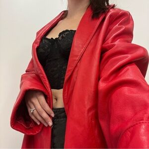 Vintage 80s red oversized jacket with boho vibe quiet luxury melanzona